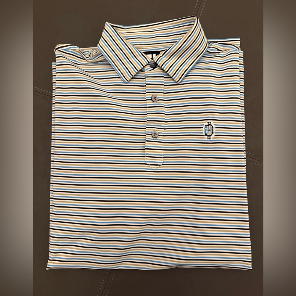 FootJoy Men’s Medium Polo Blue, Tan, White and Black